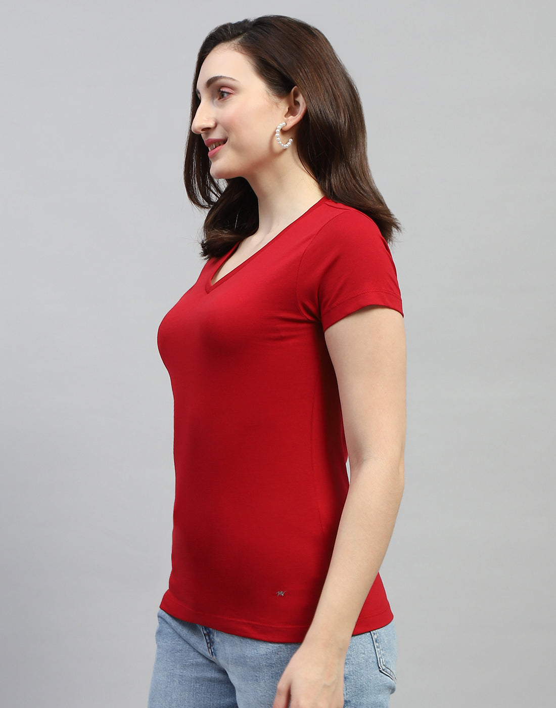 Women Bluish Purple & Red Solid V Neck Half Sleeve Top (Pack of 2)