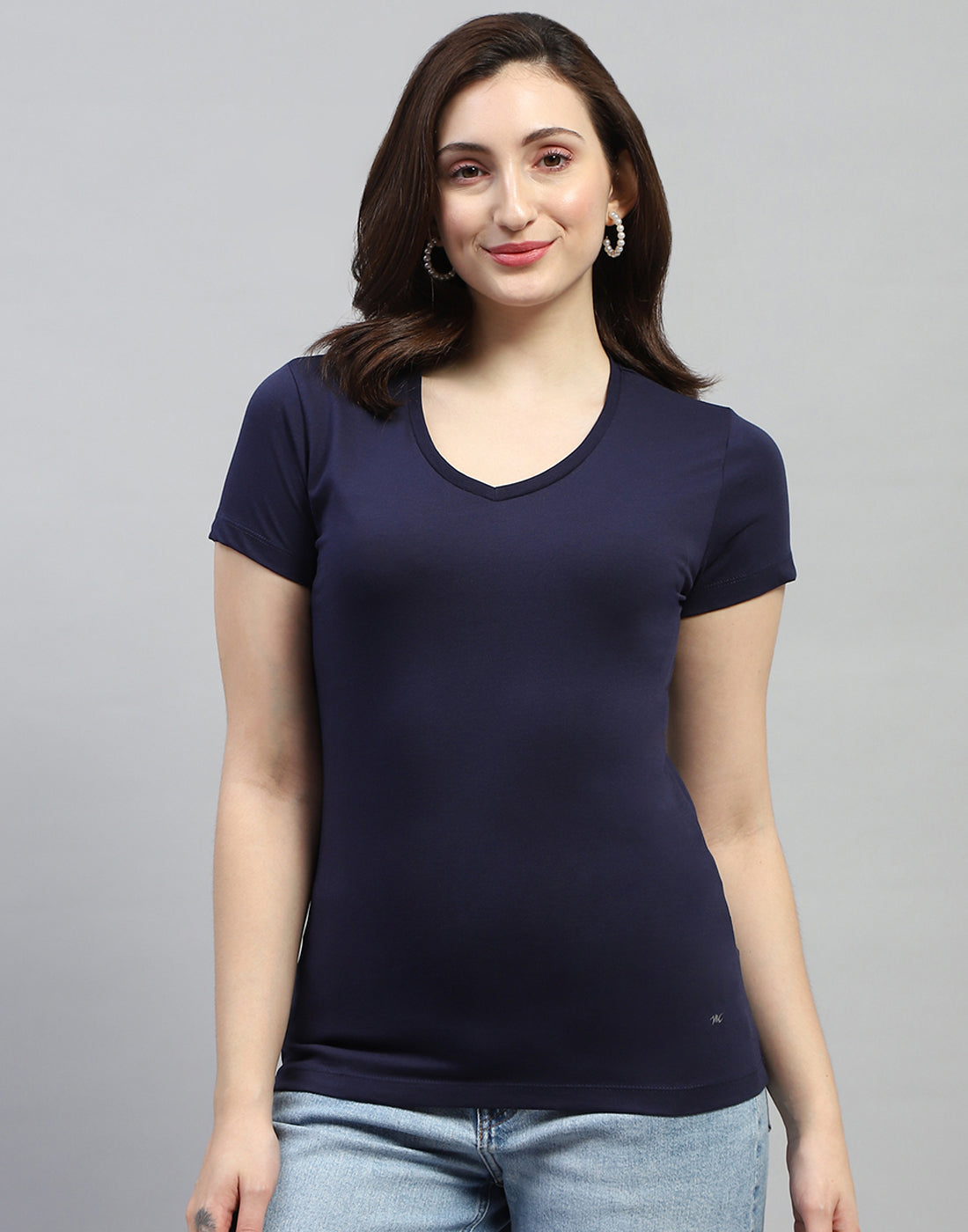 Women Bluish Purple & Red Solid V Neck Half Sleeve Top (Pack of 2)