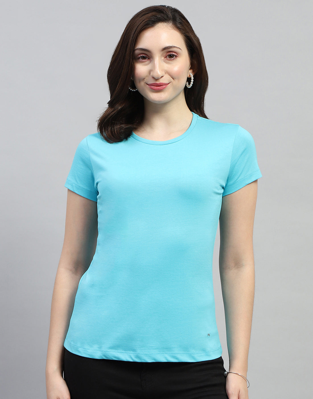 Women Yellow & Turquoise Blue Solid Round Neck Half Sleeve Top (Pack of 2)