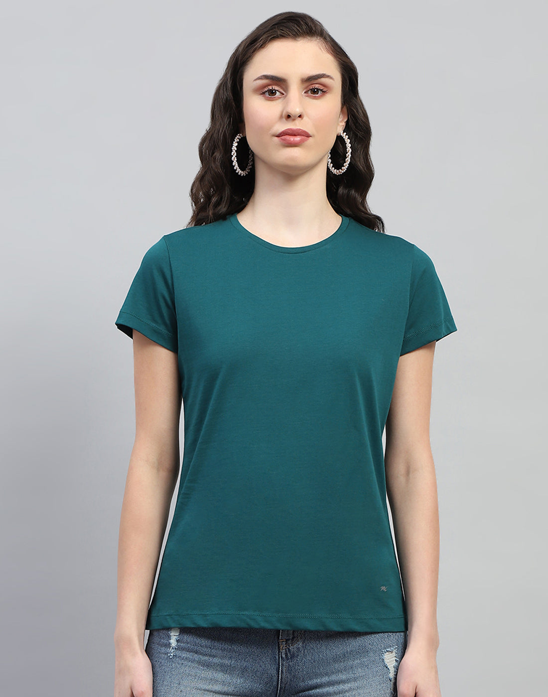 Women Teal Blue & Black Solid Round Neck Half Sleeve Top (Pack of 2)