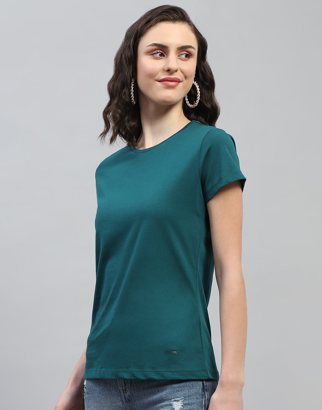 Women Teal Blue & Black Solid Round Neck Half Sleeve Top (Pack of 2)