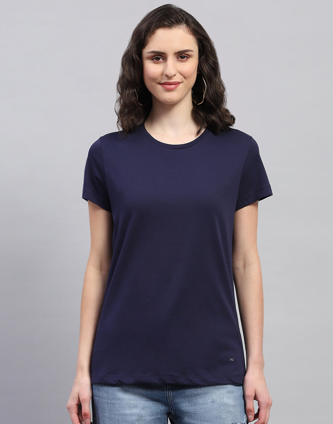 Women Navy Blue & Red Solid Round Neck Half Sleeve Top (Pack of 2)