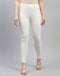 Women Off White Solid Regular Fit Legging