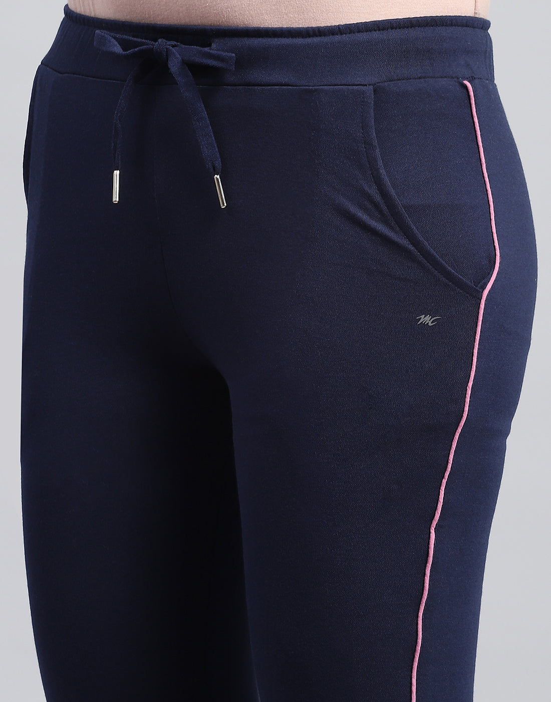 Women Navy Blue Solid Regular Fit Lower