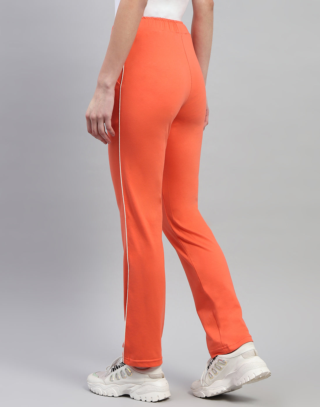 Women Orange Solid Regular Fit Lower