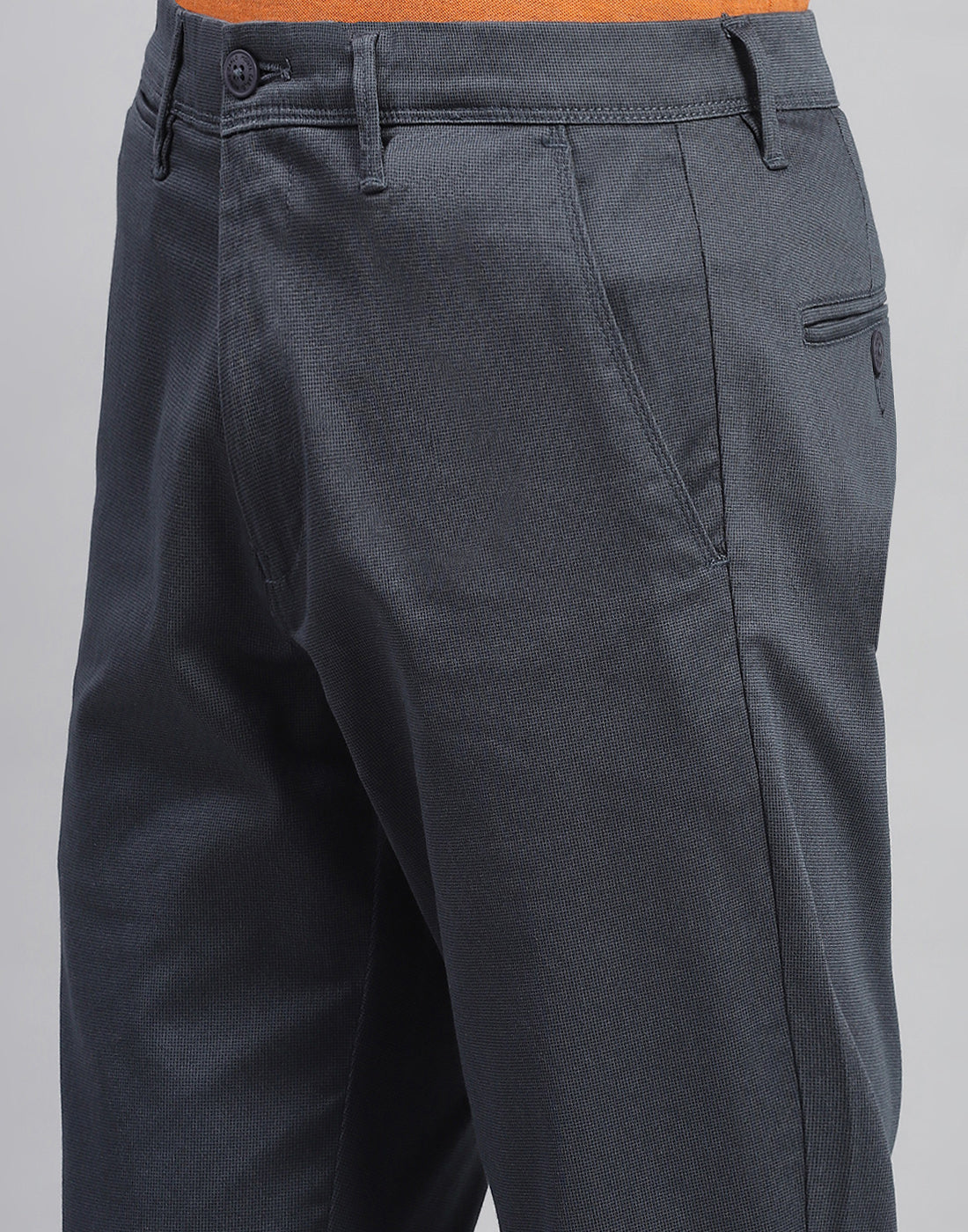 Men Navy Blue Solid Regular Fit Trouser