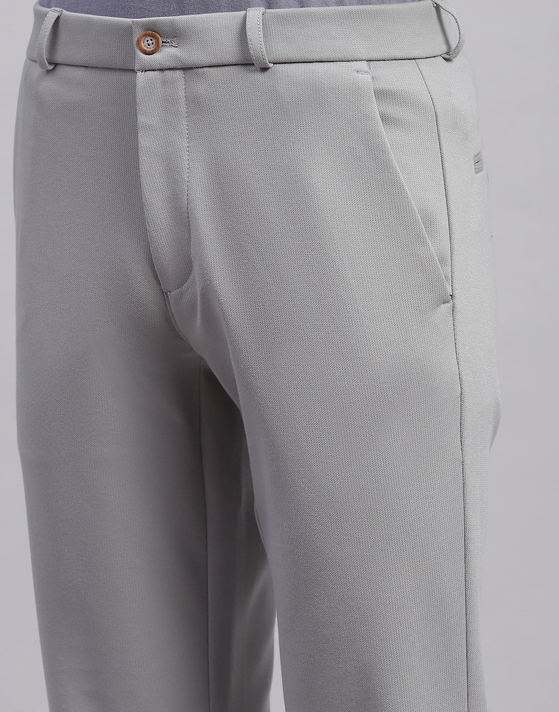 Men Grey Solid Regular Fit Trouser