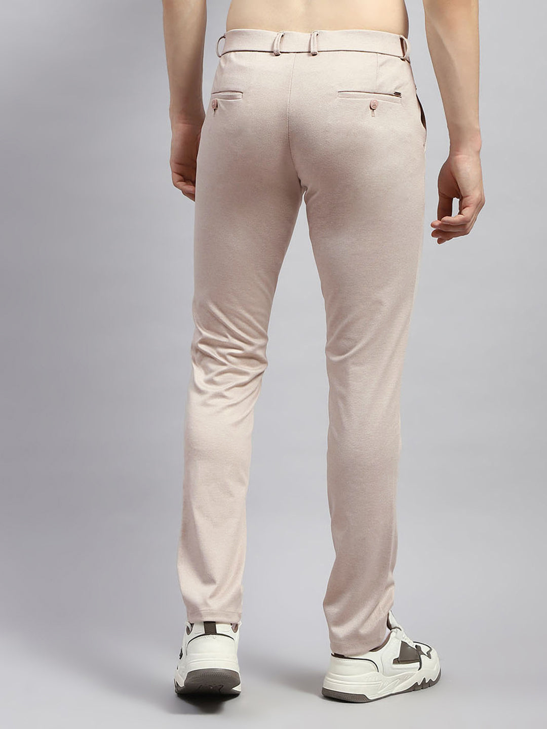 Men Beige Solid Regular Fit Trouser