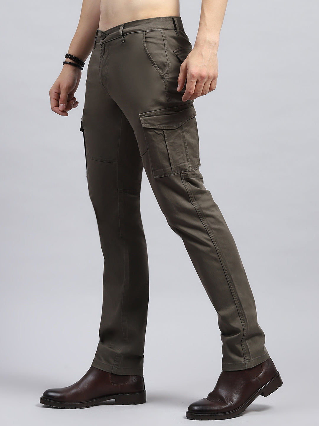 Men Olive Solid Cargo Cargo