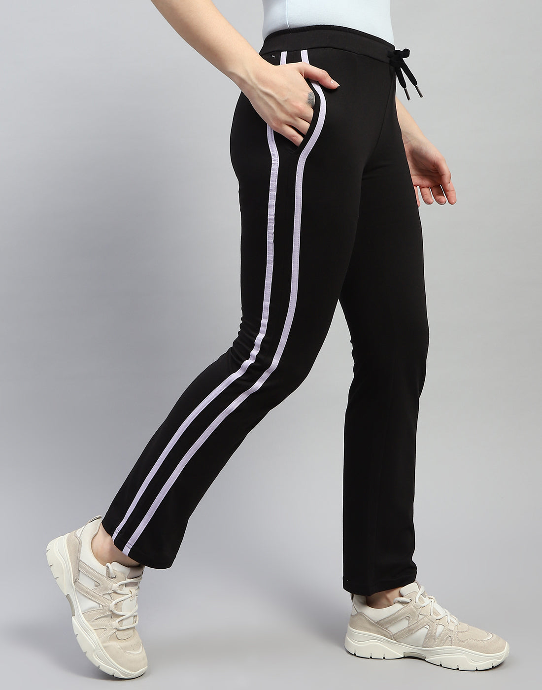 Women Black Solid Regular Fit Lower