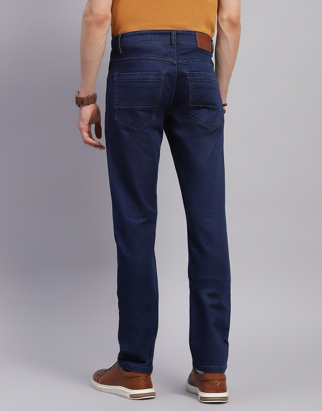 Men Navy Blue Solid Skinny Fit Denim