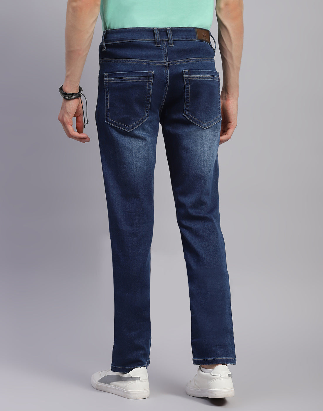 Men Blue Light Wash Narrow Fit Denim