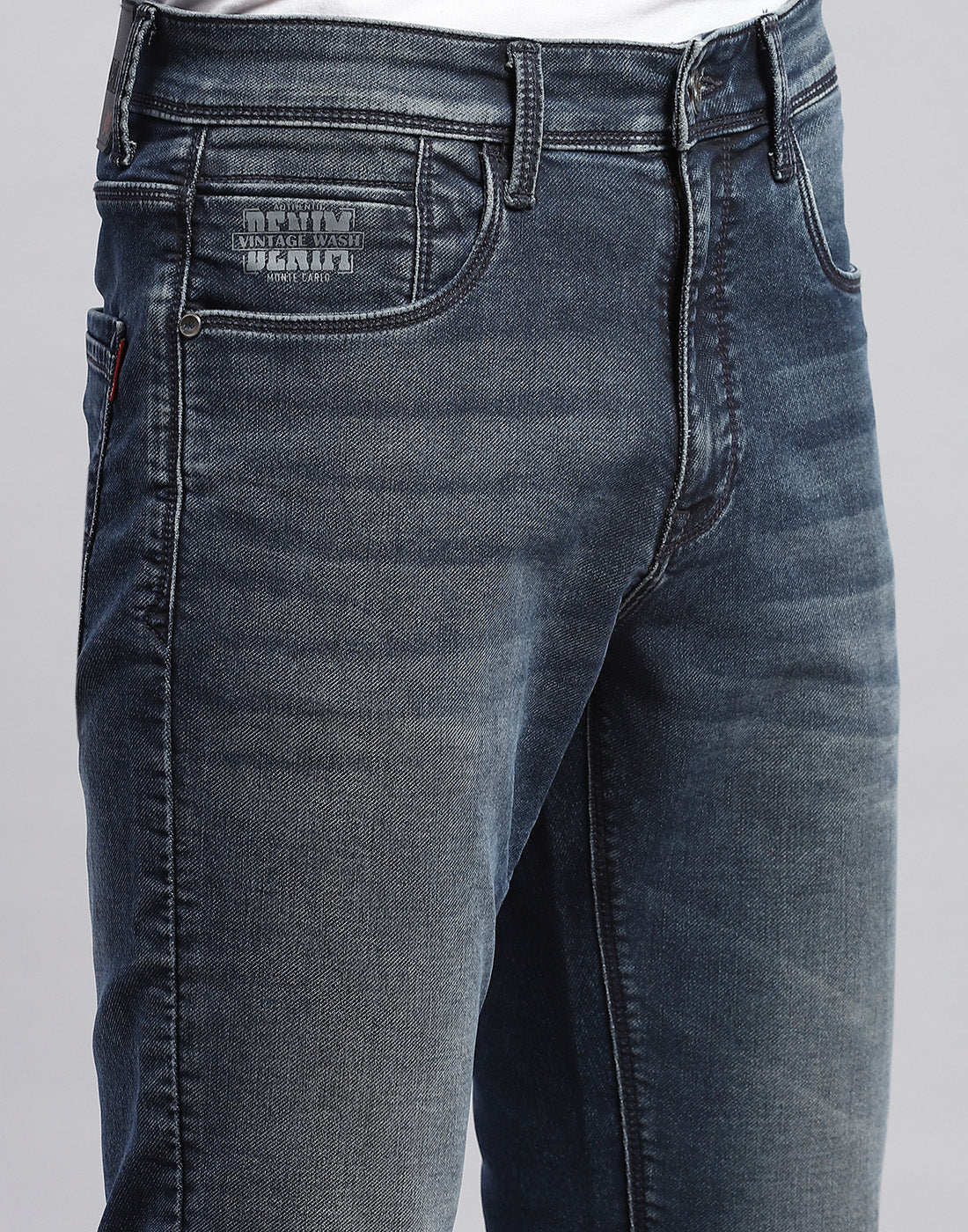 Men Blue Light Wash Straight Fit Denim