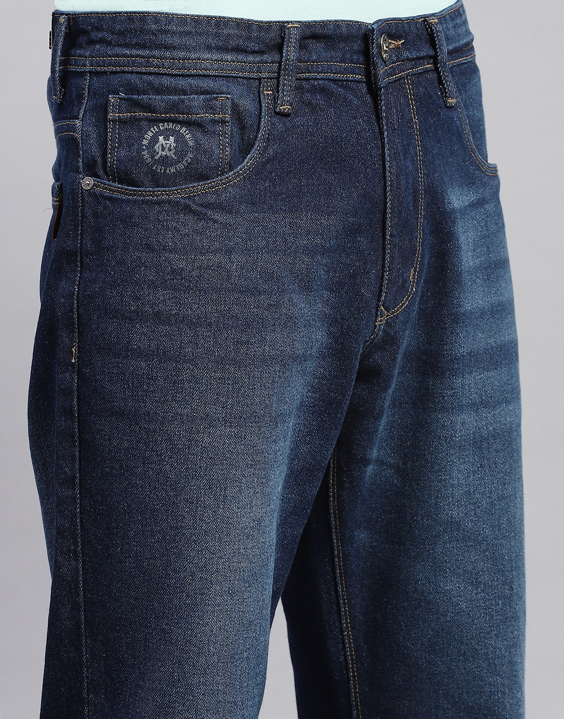 Men Blue Light Wash Regular Fit Denim