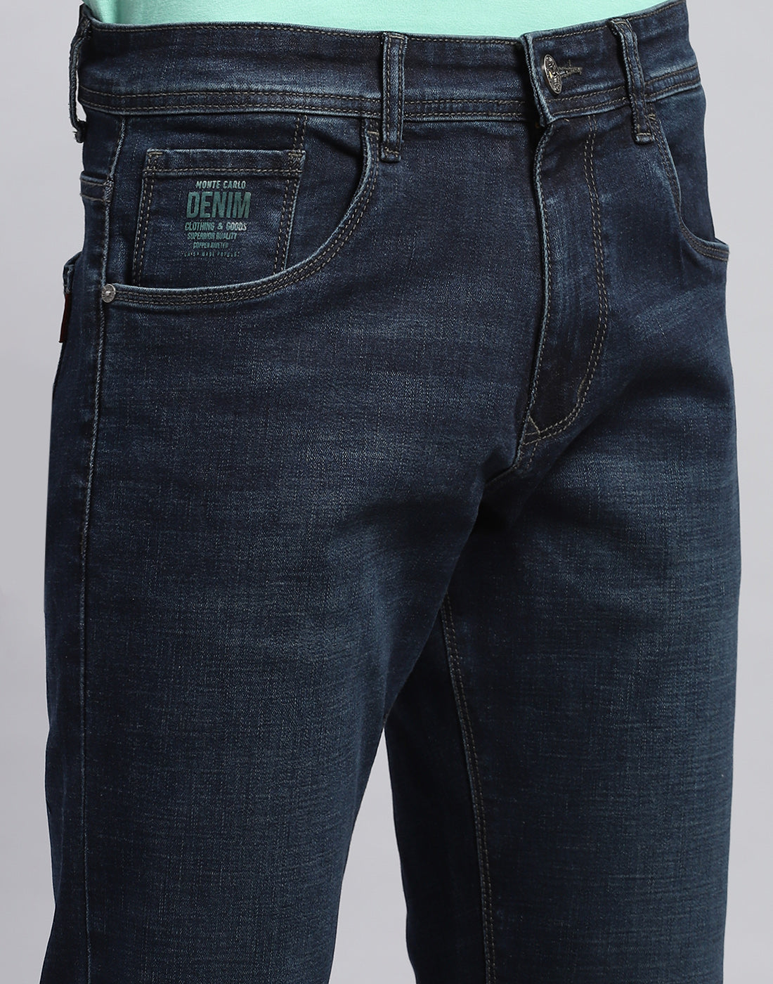 Men Blue Light Wash Straight Fit Denim