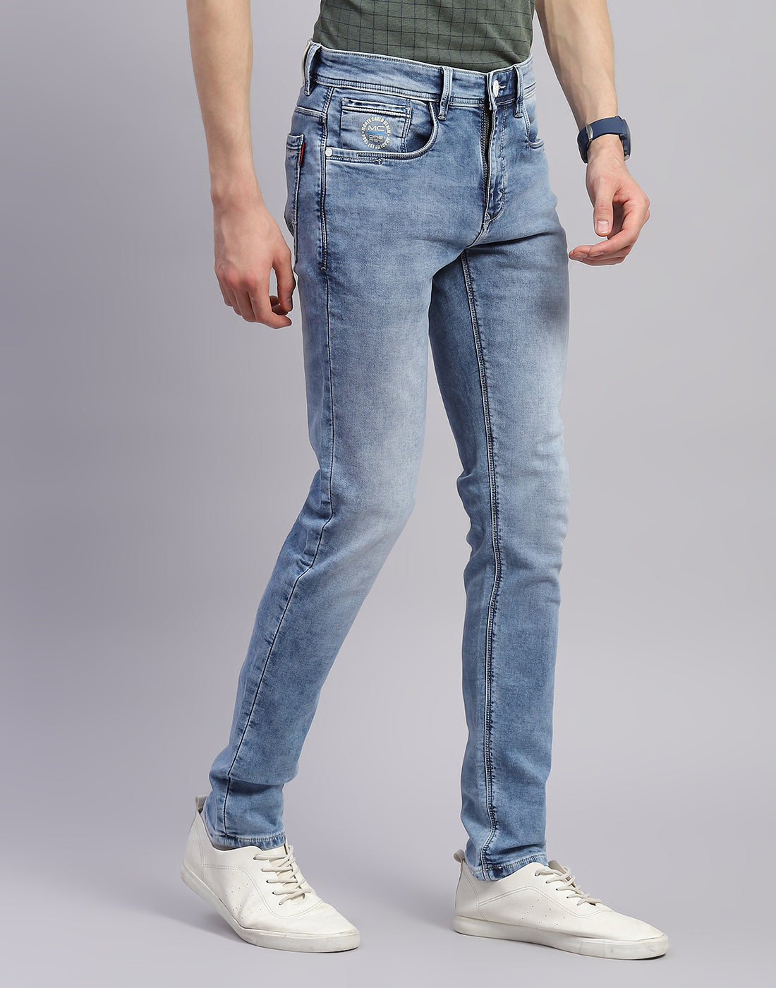 Men Blue Light Wash Skinny Fit Denim