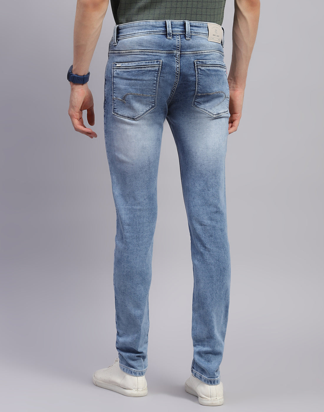 Men Blue Light Wash Skinny Fit Denim