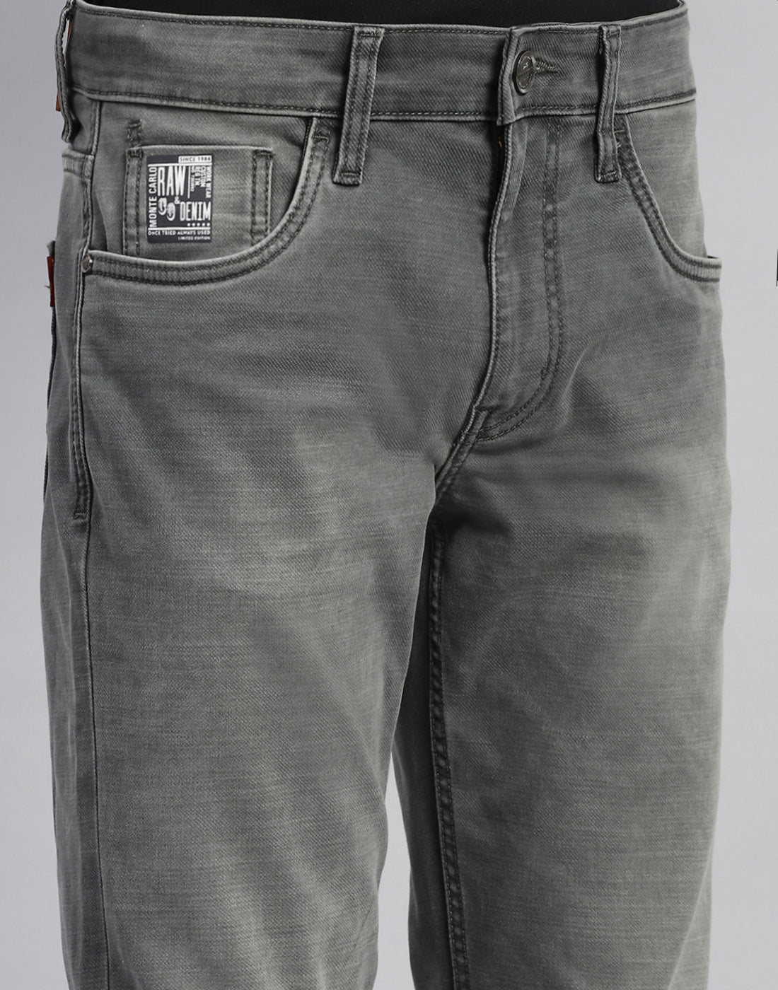 Men Grey Solid Skinny Fit Denim