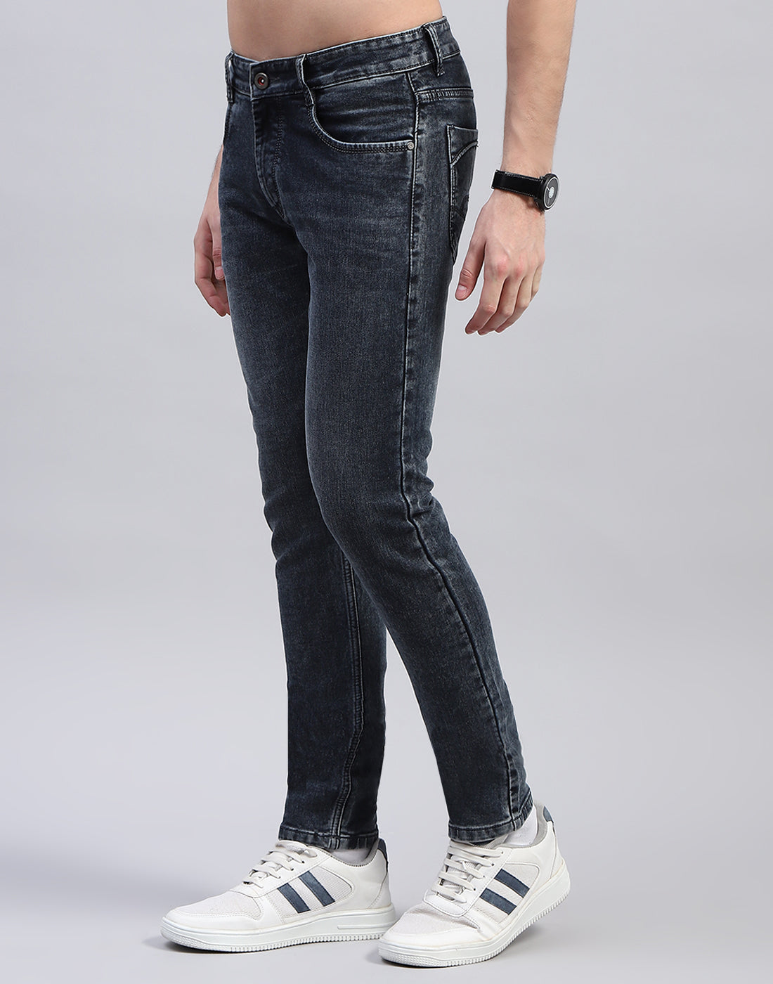 Men Blue Solid Skinny Fit Denim