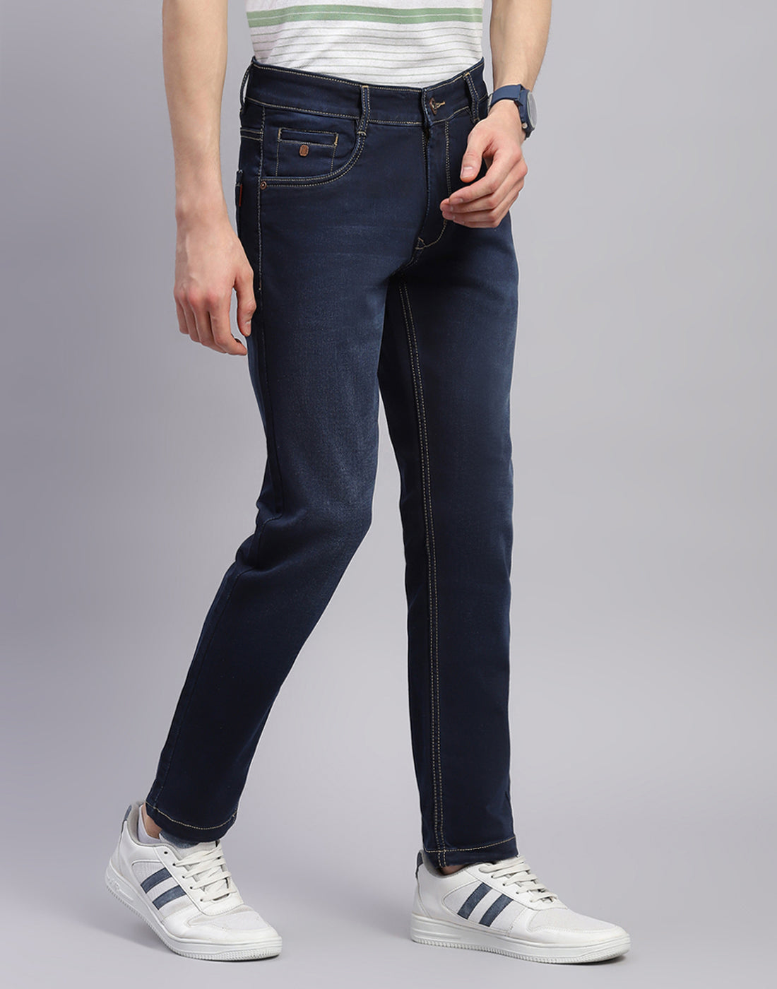 Men Blue Light Wash Regular Fit Denim