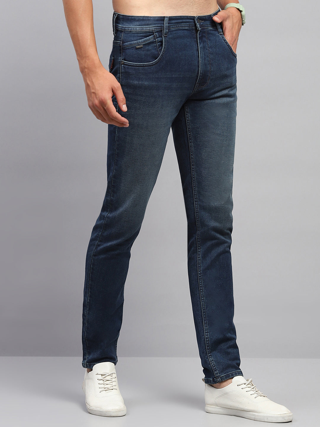 Men Blue Solid Skinny Fit Denim