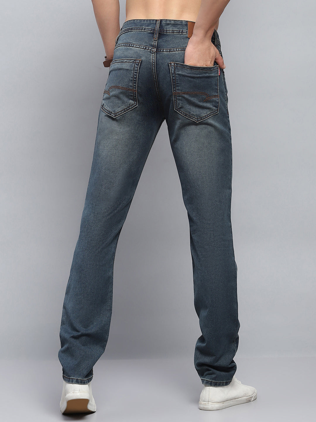 Men Blue Solid Narrow Fit Denim