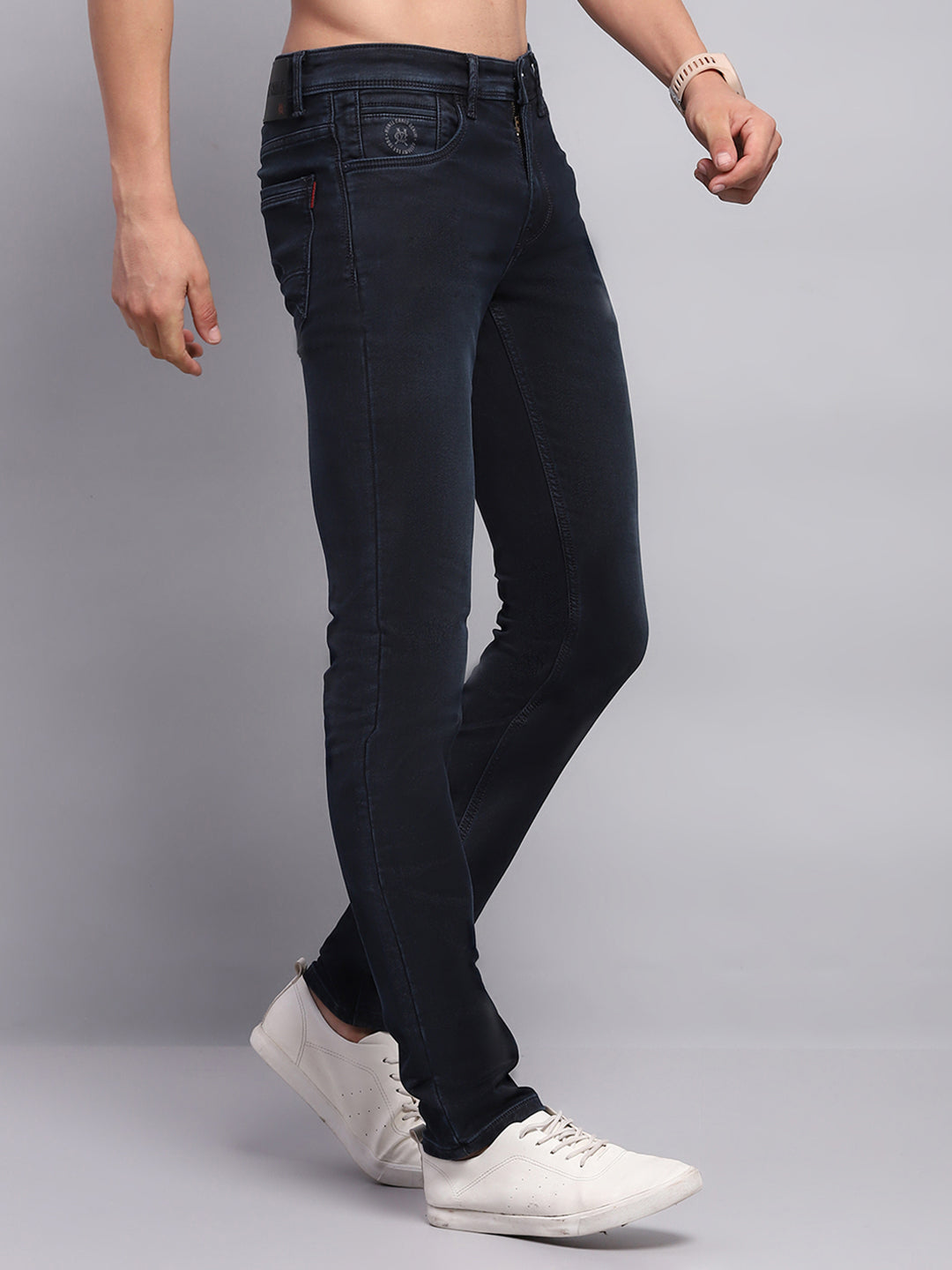 Men Blue Solid Skinny Fit Denim