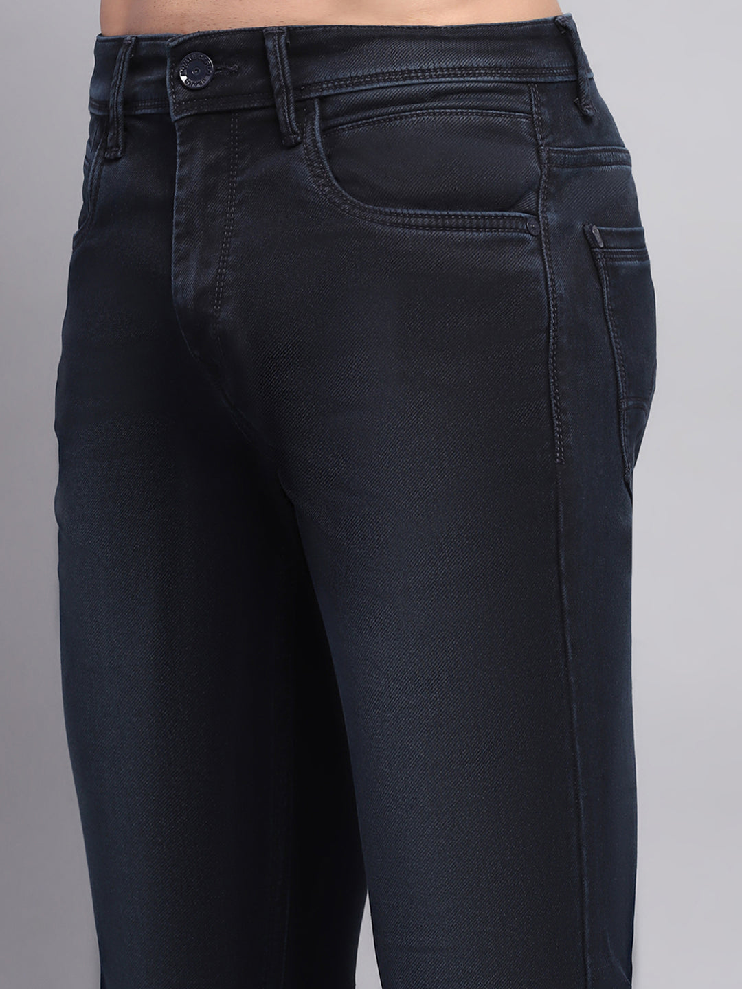 Men Blue Solid Skinny Fit Denim