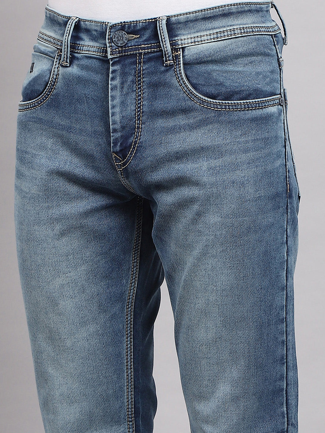 Men Blue Solid Bootcut Denim