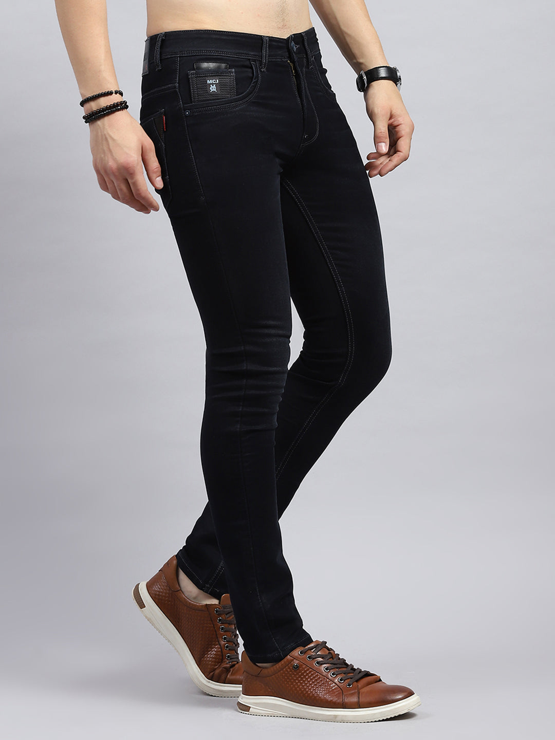 Men Blue Solid Skinny Fit Denim