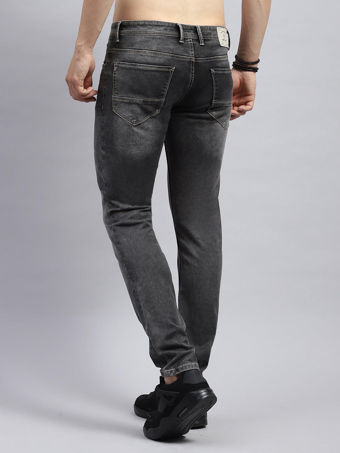 Men Grey Solid Skinny Fit Denim