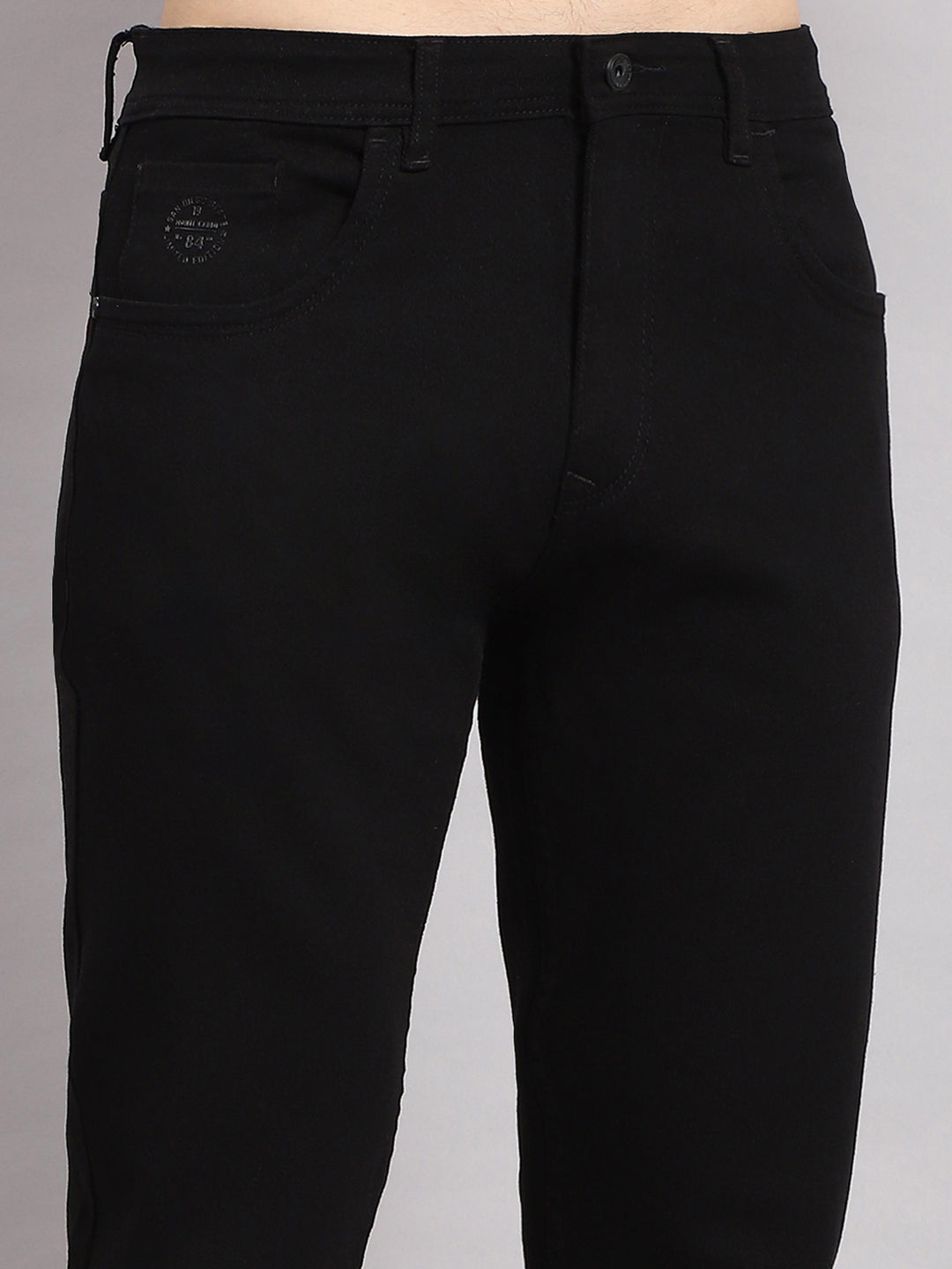 Men Black Solid Narrow Fit Denim