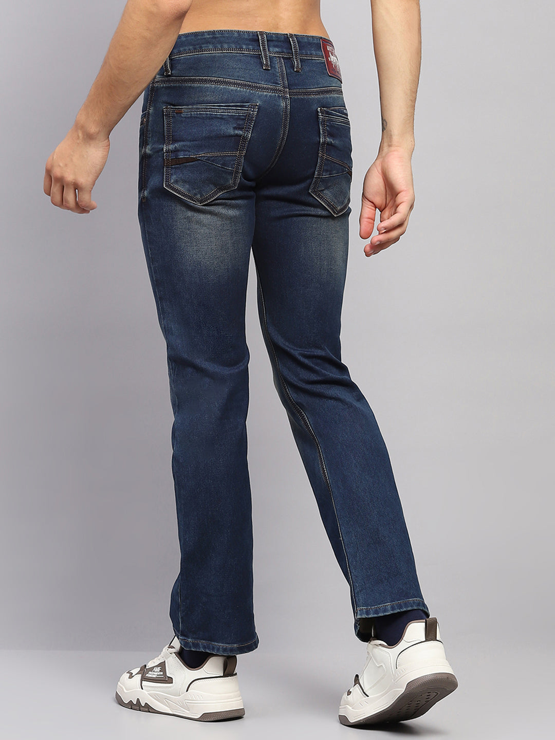 Men Blue Solid Boot Cut Denim