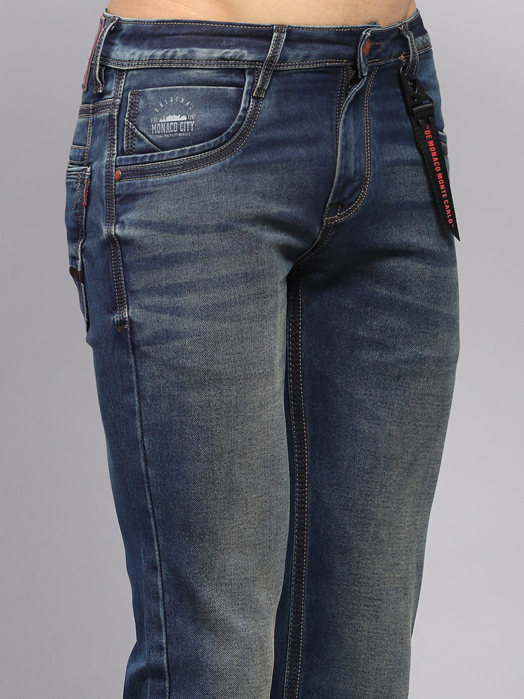 Men Blue Solid Boot Cut Denim