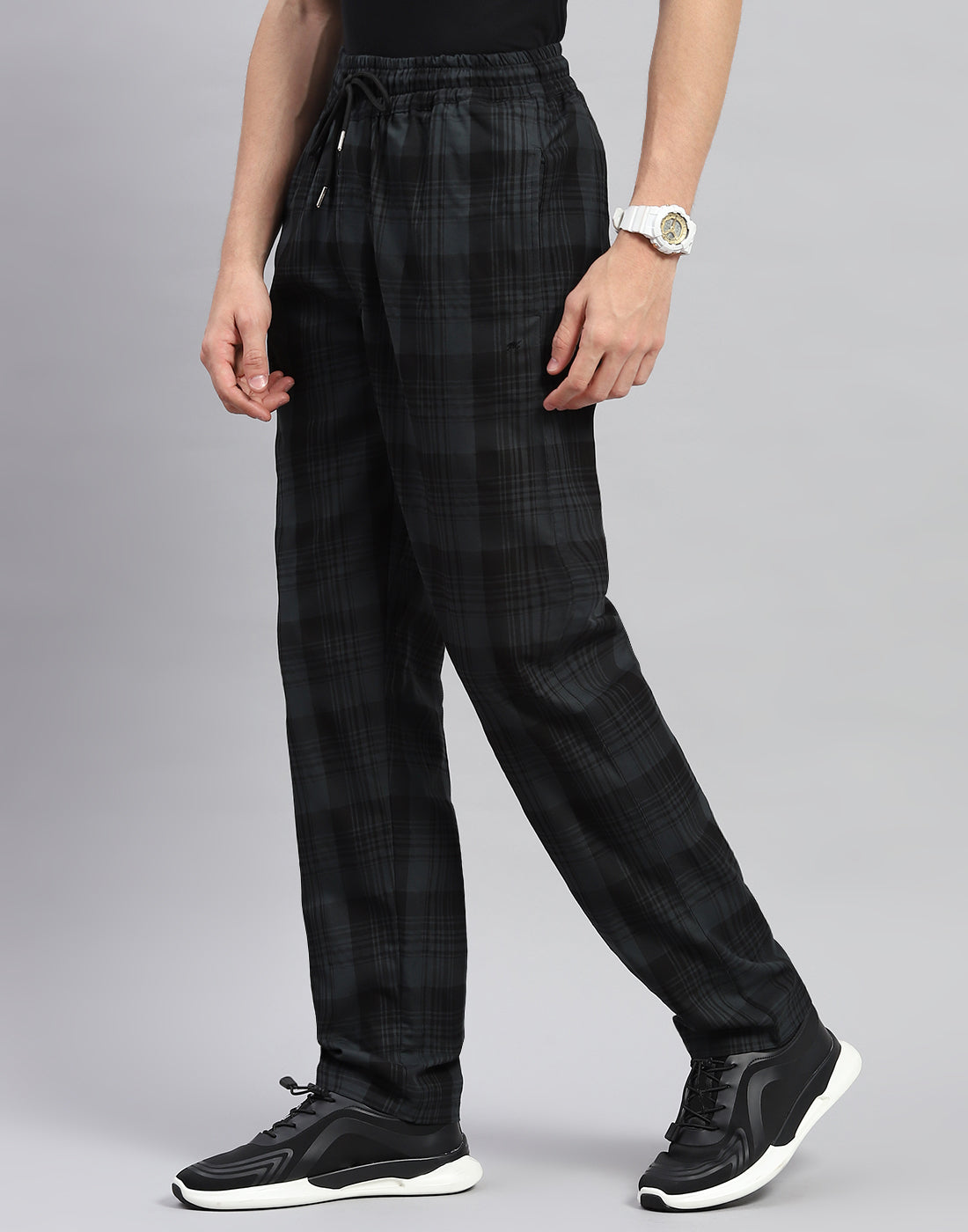 Men Blue Check Regular Fit Lower