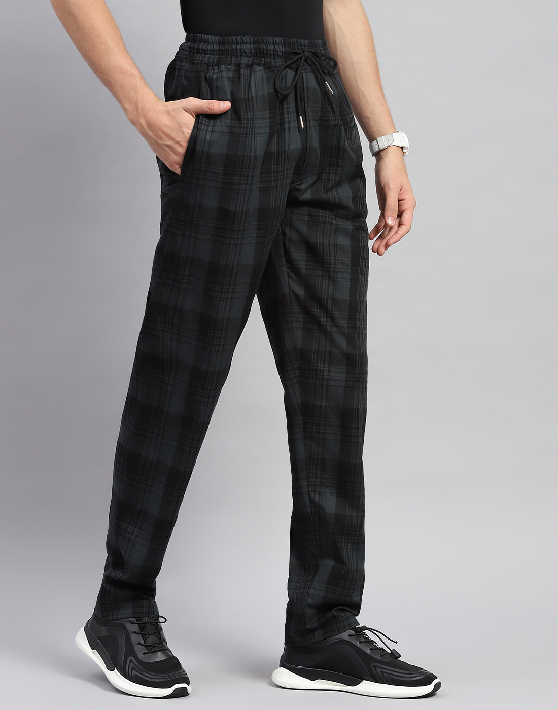 Men Blue Check Regular Fit Lower