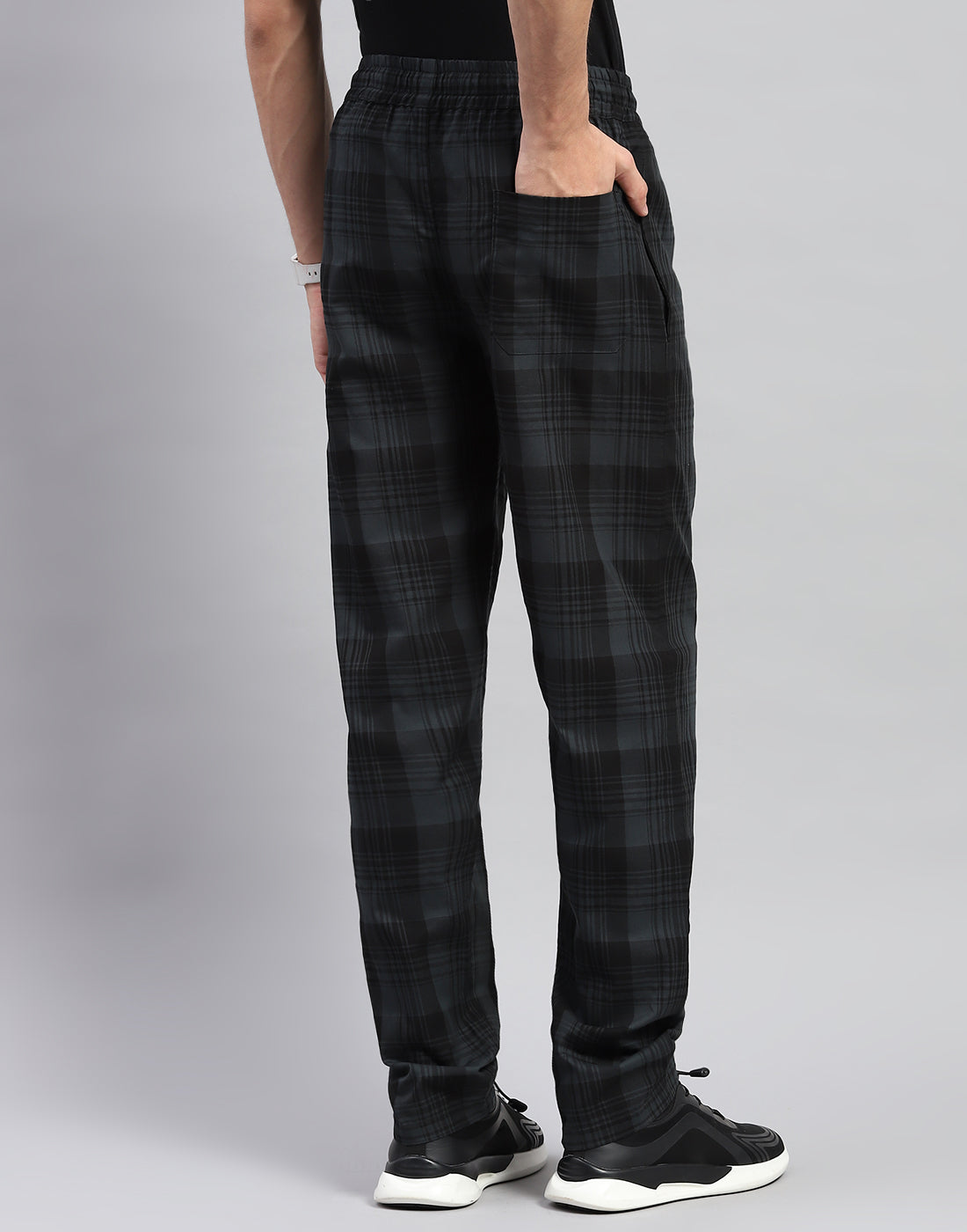 Men Blue Check Regular Fit Lower