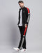 Men Black Solid Band Collar Full Sleeve Winter Tracksuit