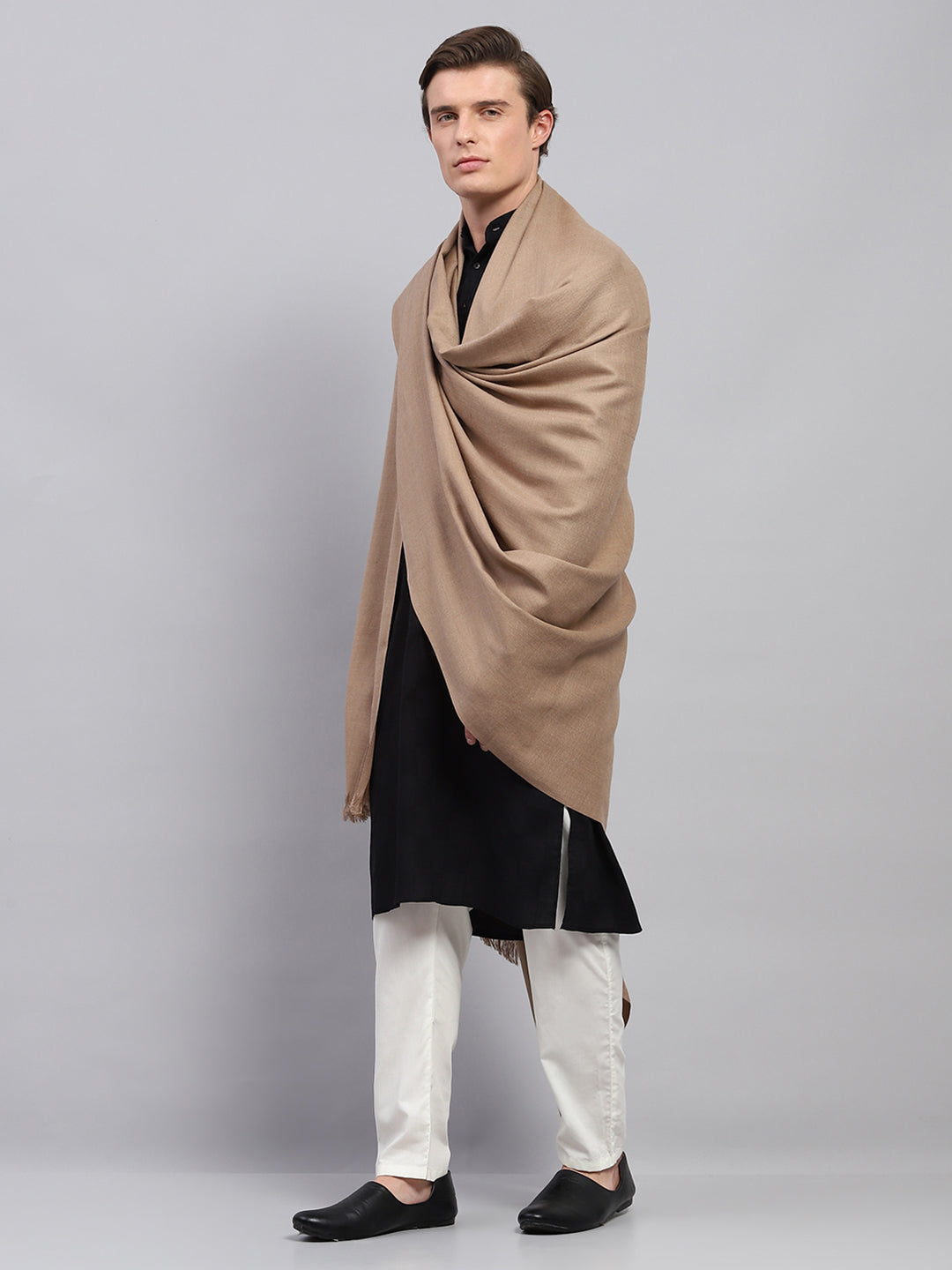 Men Beige Solid Lohi Shawl