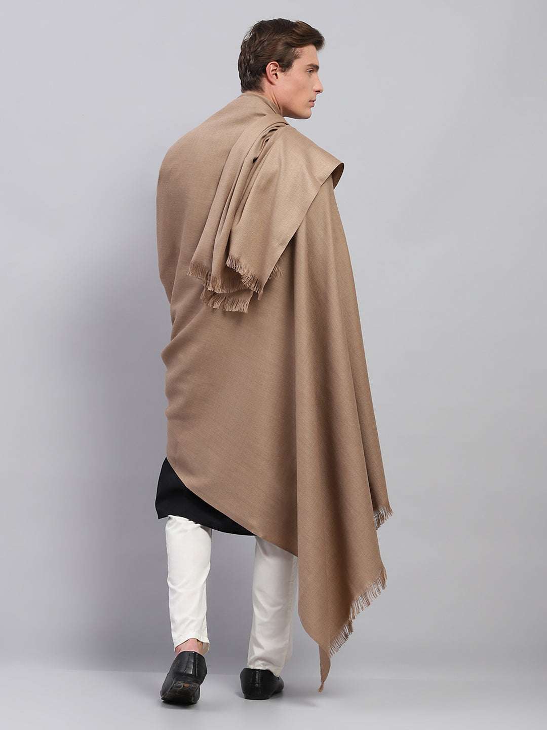 Men Beige Solid Lohi Shawl