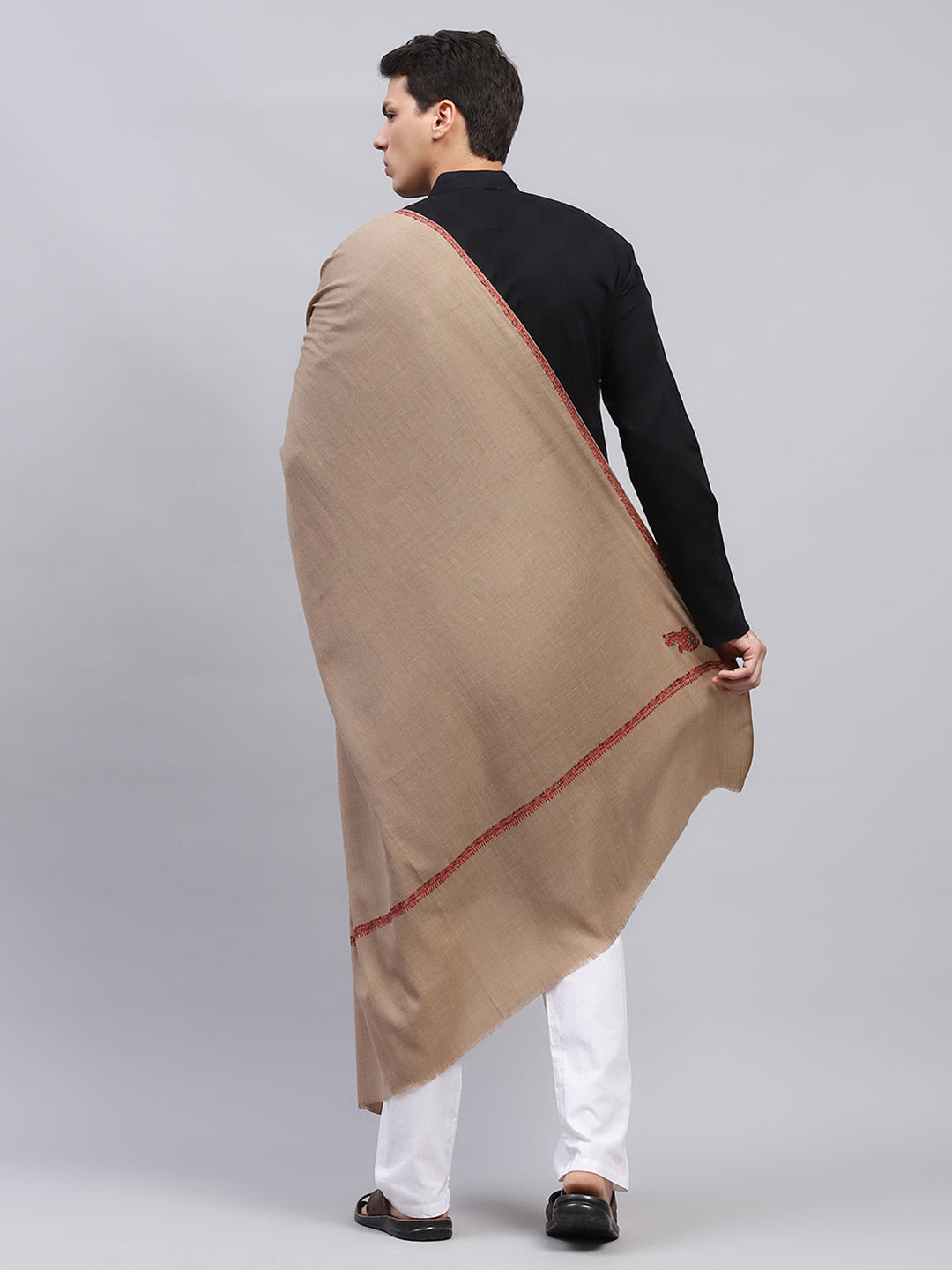 Men Beige Solid Lohi Shawl