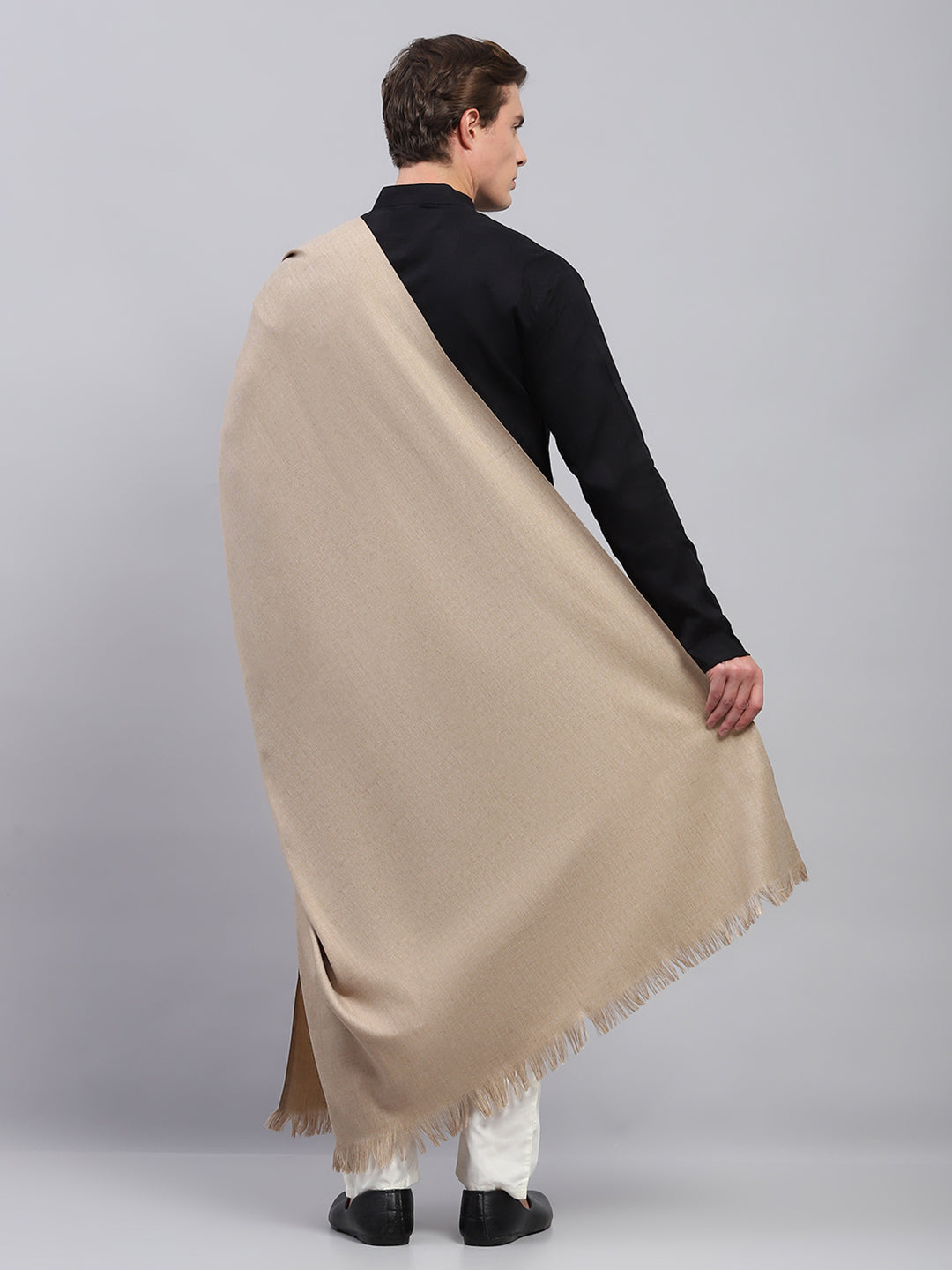 Men Beige Solid Lohi Shawl