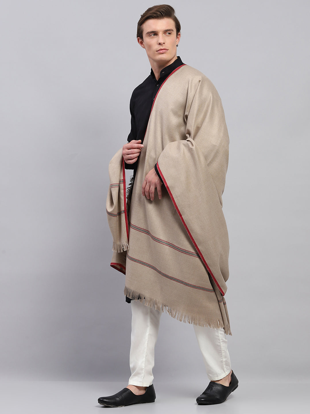 Men Beige Solid Lohi Shawl