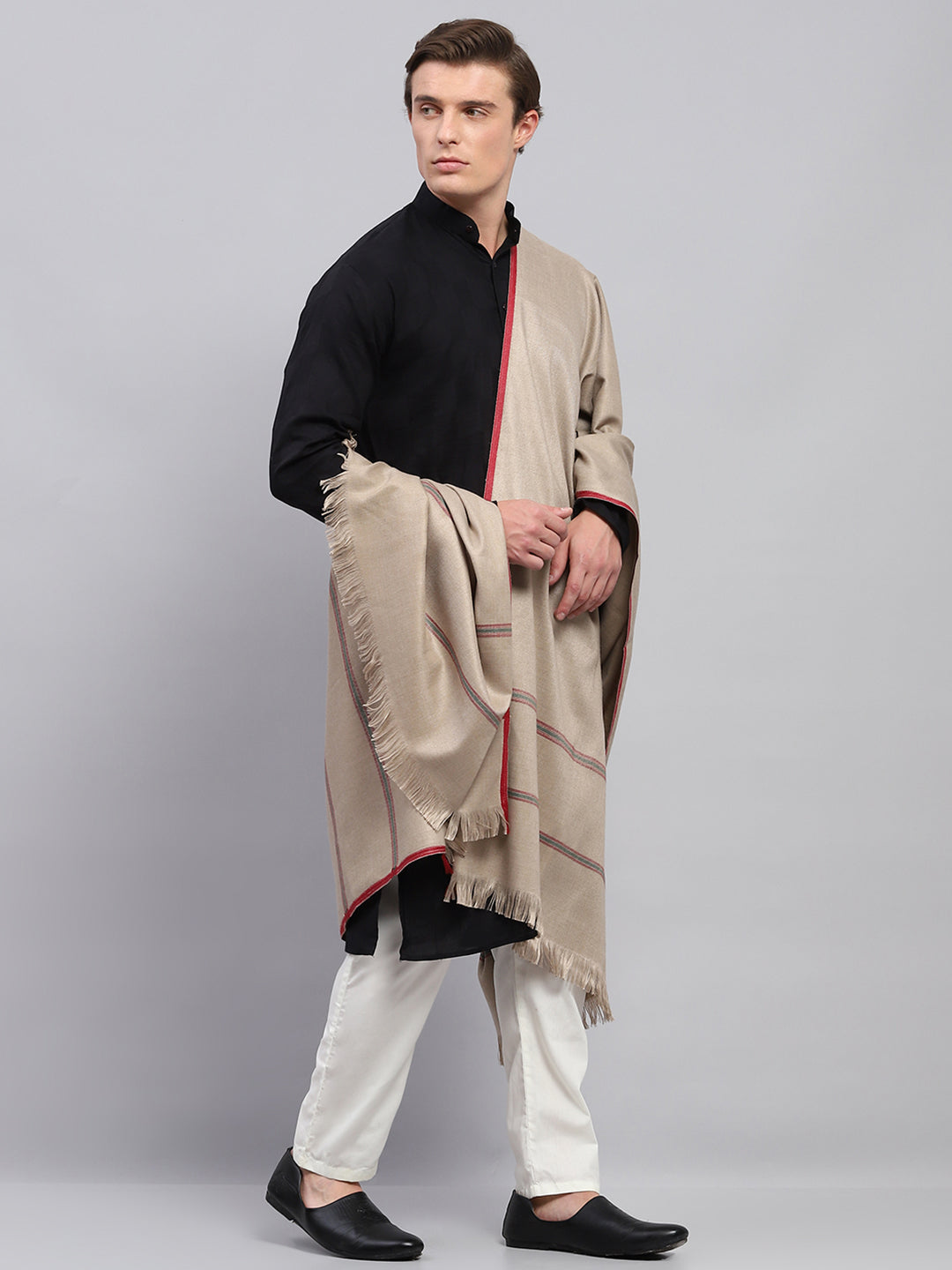 Men Beige Solid Lohi Shawl