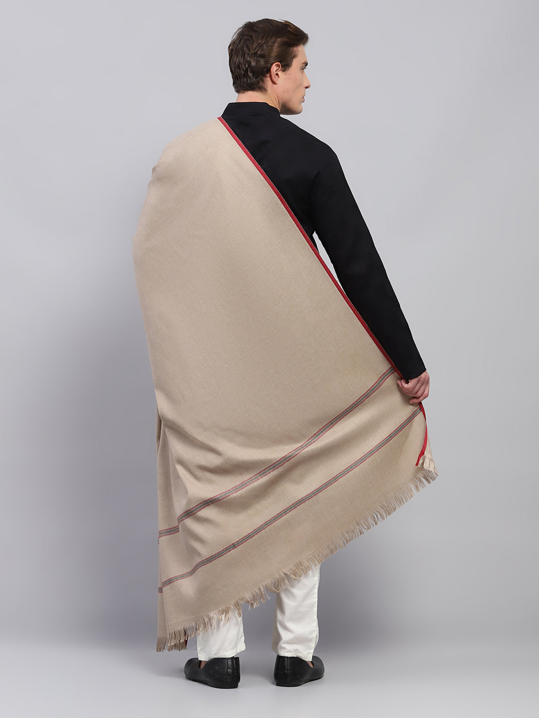 Men Beige Solid Lohi Shawl