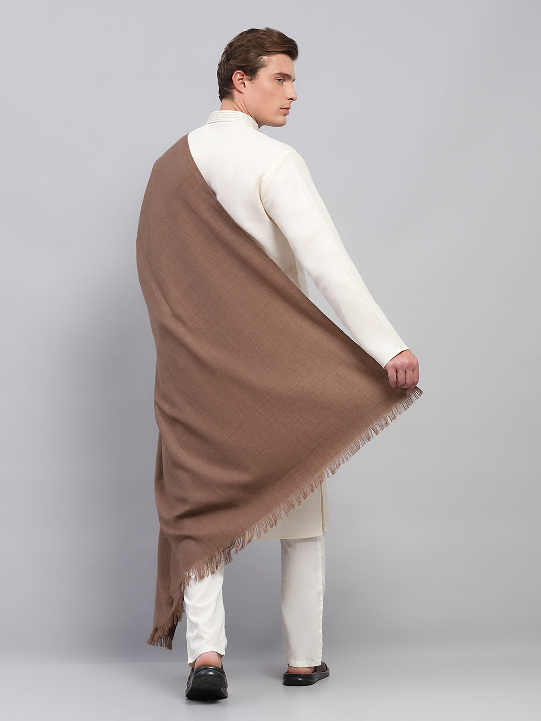 Men Brown Solid Lohi Shawl