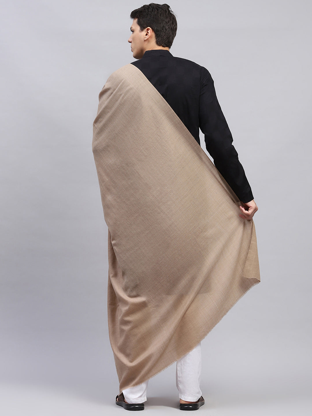 Men Beige Solid Lohi Shawl