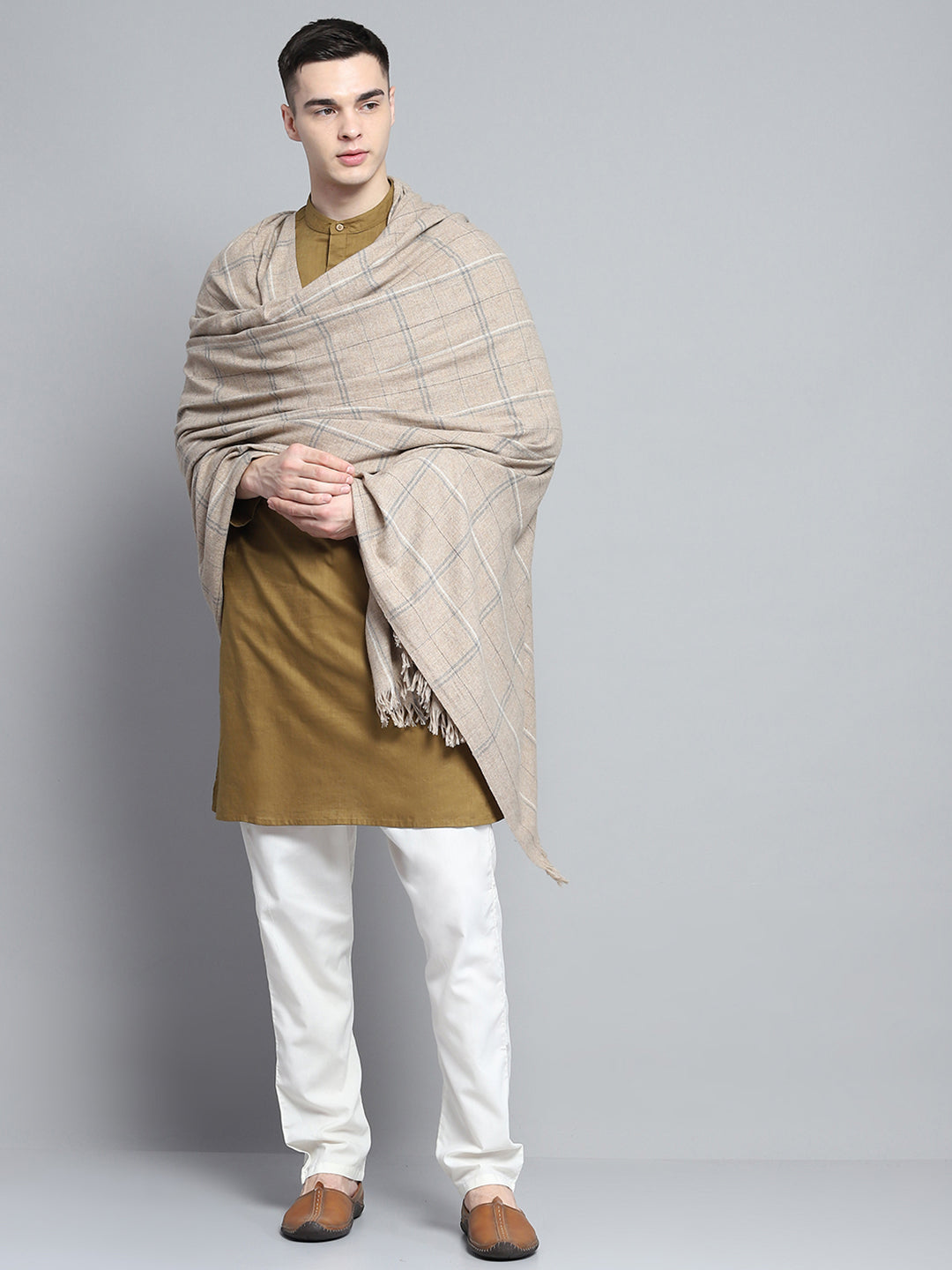 Men Multicolor Self Design Lohi Shawl