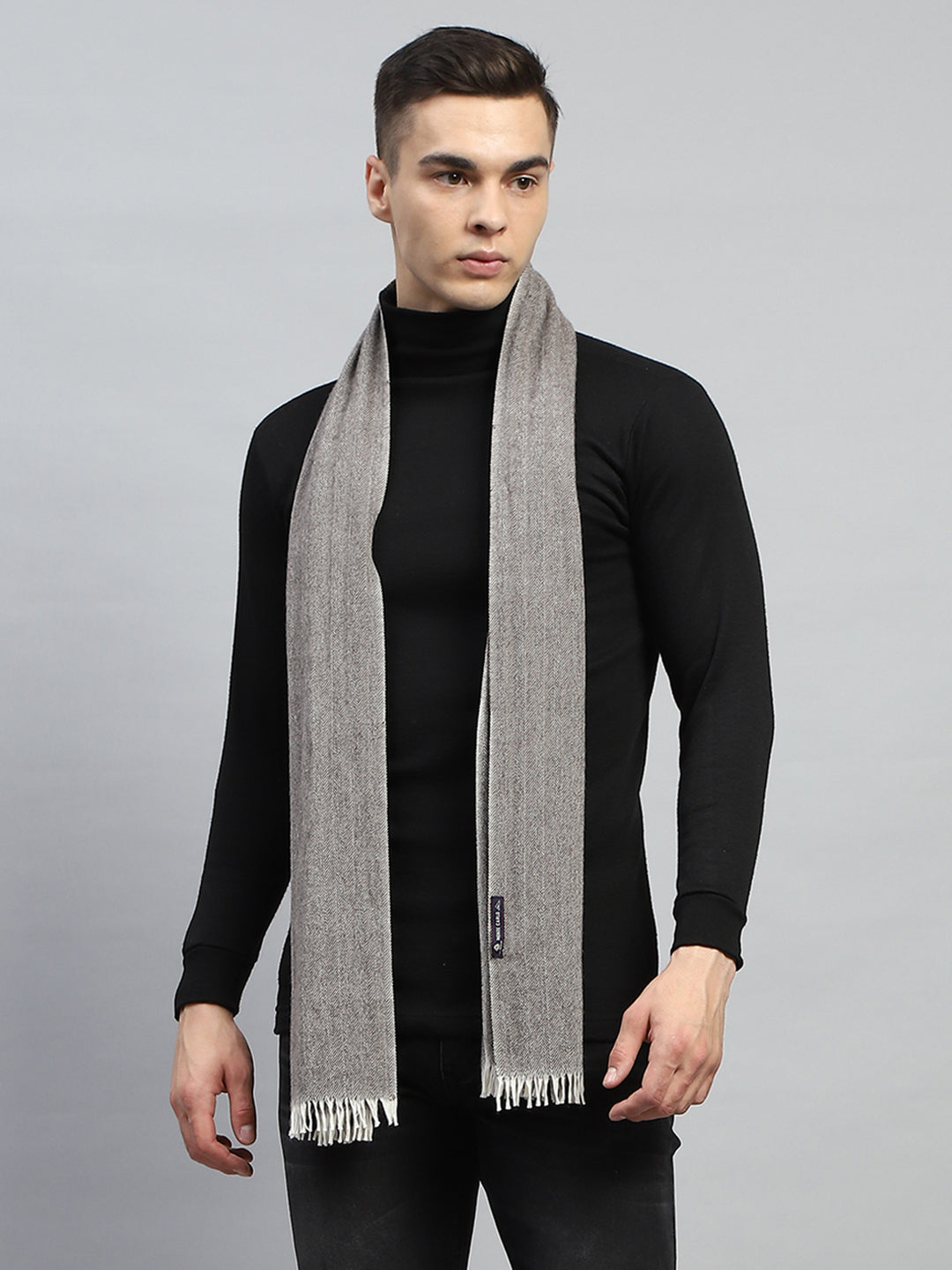 Men Grey Self Design Muffler