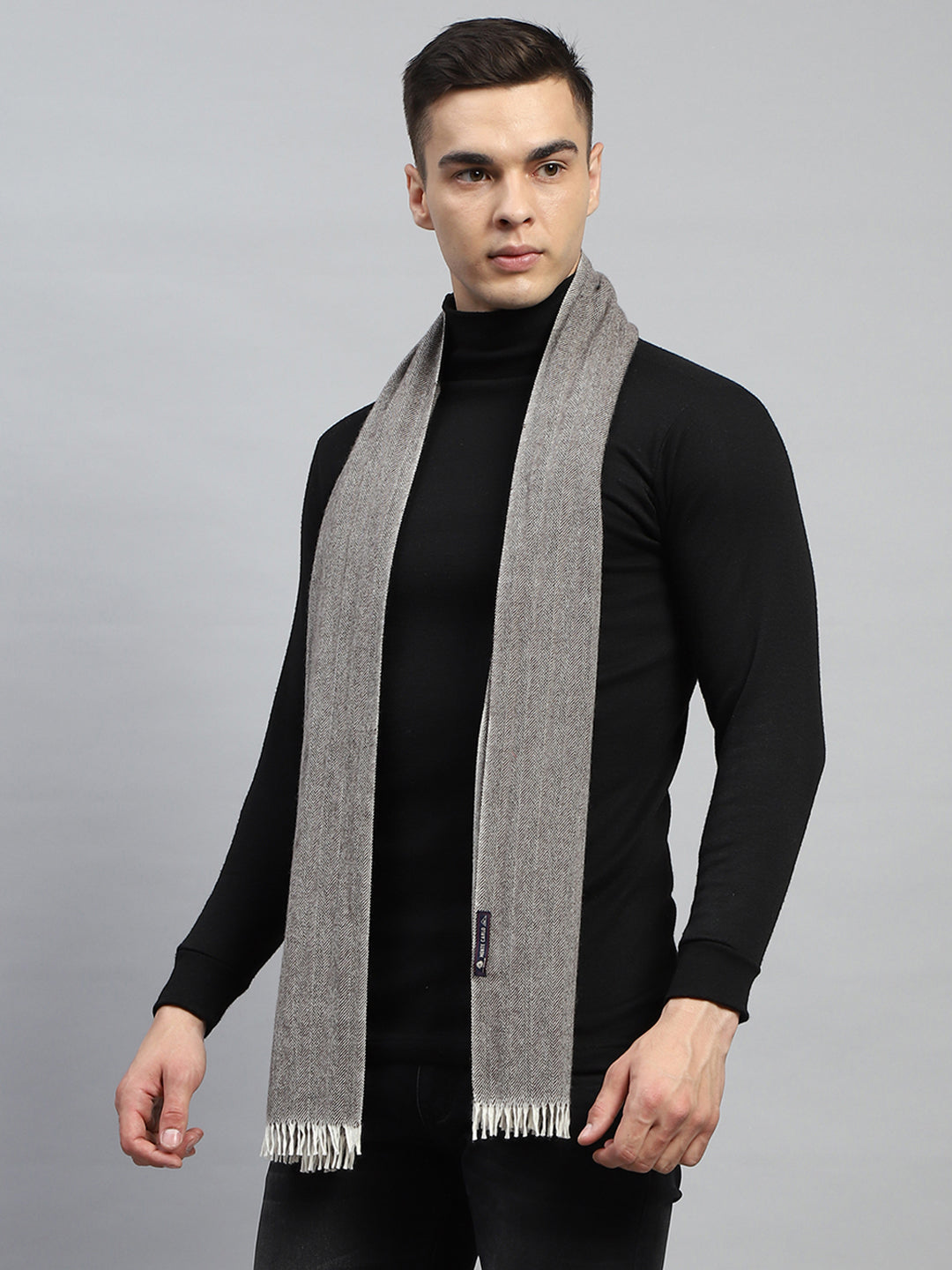 Men Grey Self Design Muffler